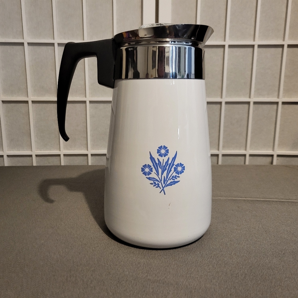 Vintage Bluecornflower Corning Ware 9 cup coffee perculator